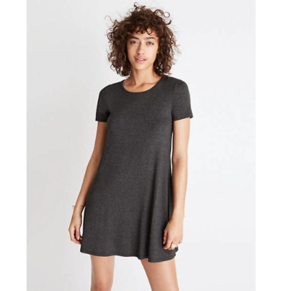 MADEWELL Swingy Tee Dress in Heather Charcoal - Picture 1 of 10